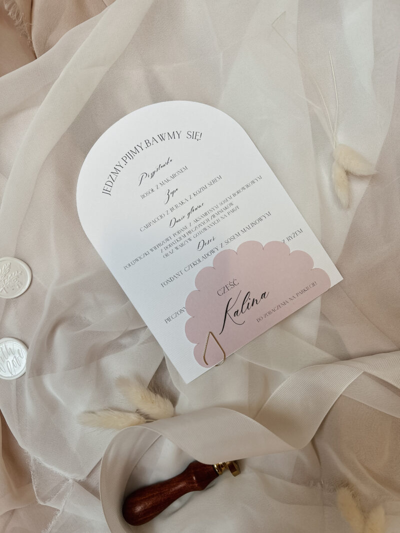 Menu weselne z winietką Roselle