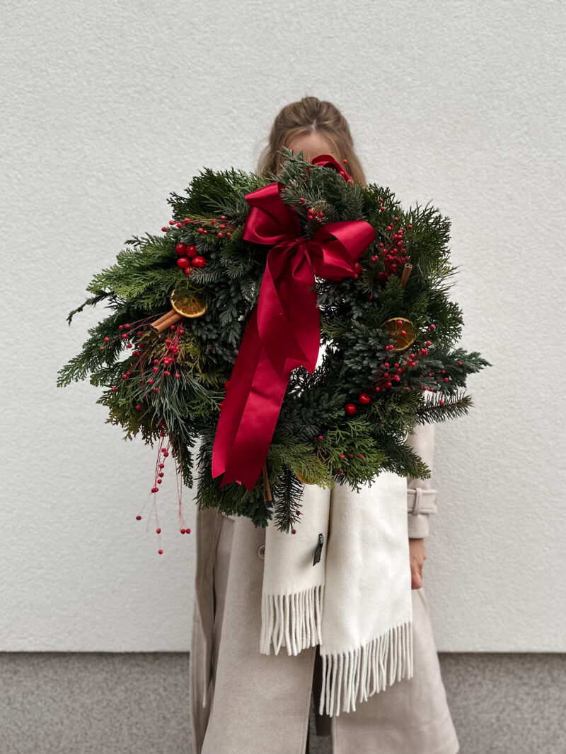 Wianek świąteczny żywy cynamon&pomarańcza