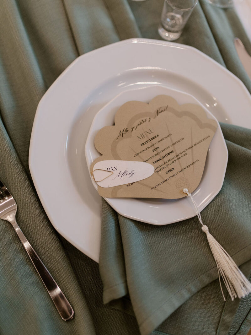 Menu weselne z winietką Greenery
